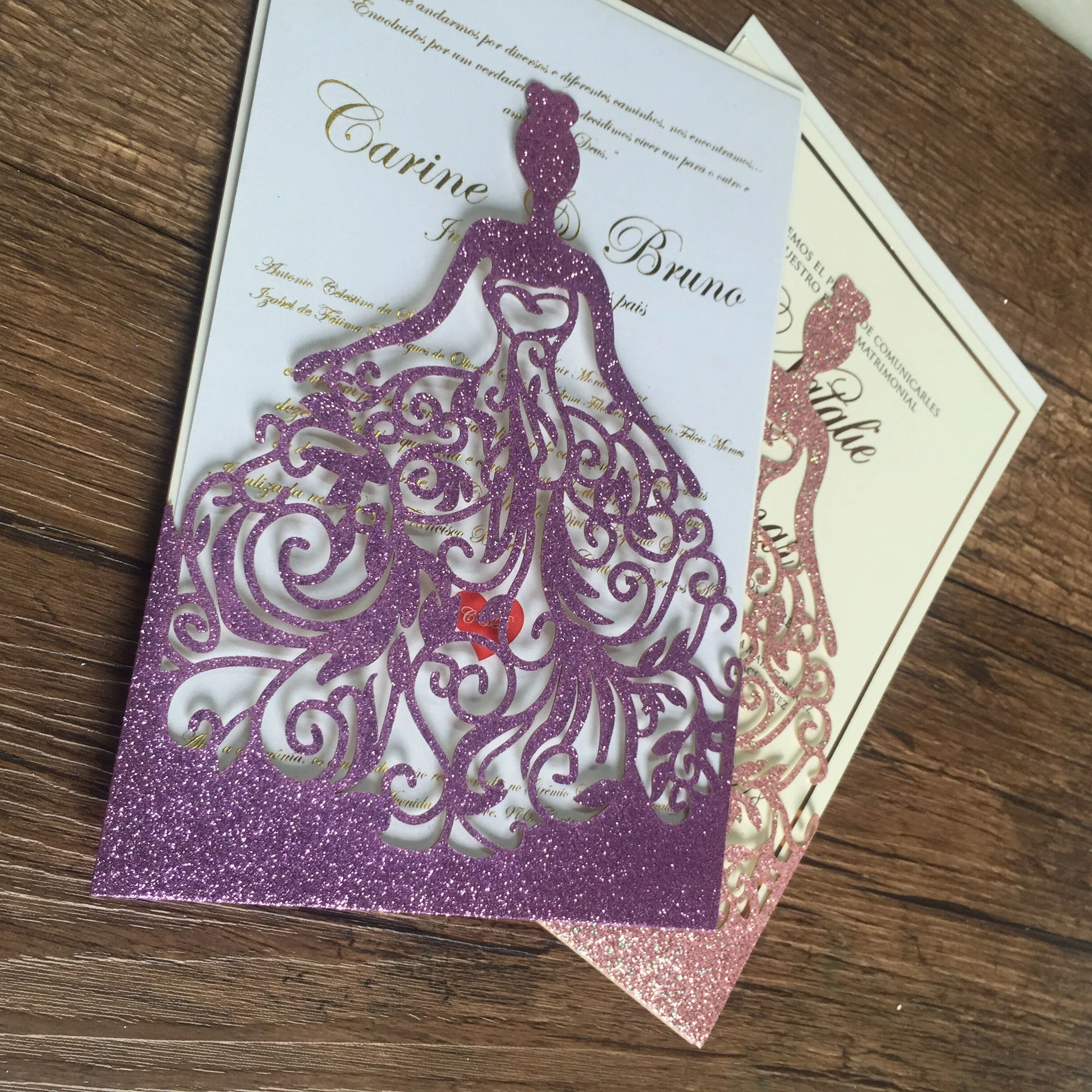 25 шт. блестящие бумажные красные приглашения на день рождения принцессы