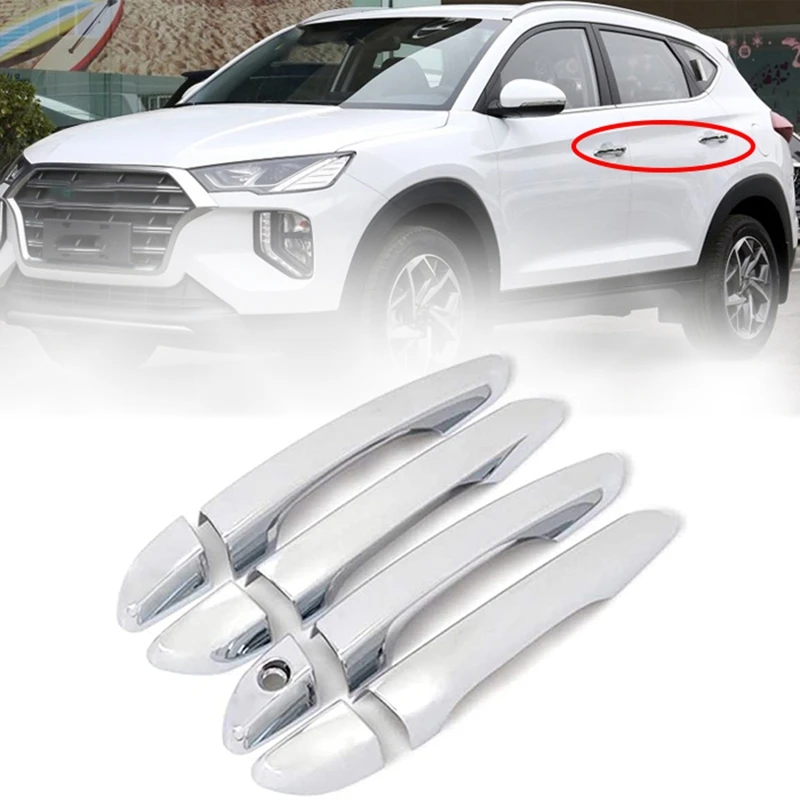 

Car Door Handle Cover Trim Molding Catch Overlay Sticker Accessories for Hyundai Tucson TL 2015- 2019 Silver