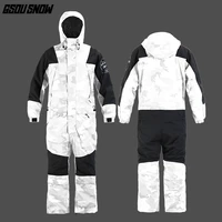 gsou snow winter super warm one piece ski jumpsuit suit windproof waterproof clothing luminous snowboard coat pants set