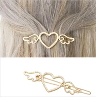 girl female metal angle wings love heart barrette clips side hairpins hair tools hair clip bow t0315