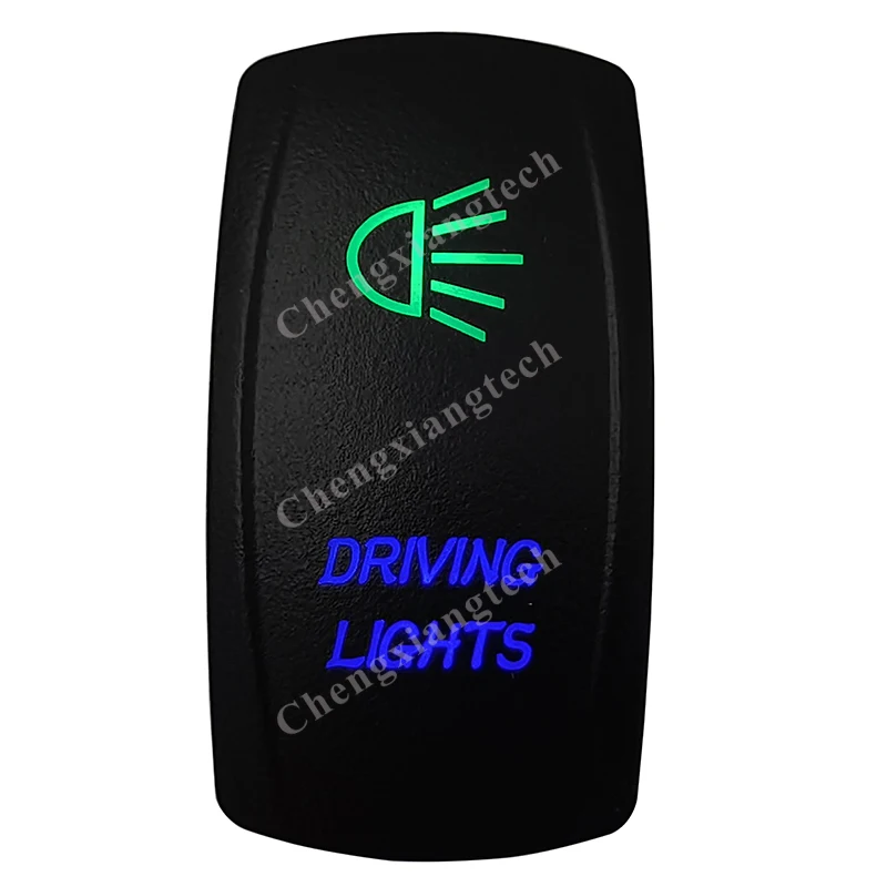 

12V 24V Marine Car Boat Truck RV DRIVING LIGHTS Rocker Switch SPST, 5 Pins ON-OFF, Green & Blue Led Push Switch for Carling