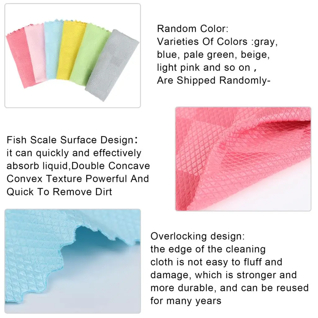 

10PcsNanoscale Cleaning Reusable Cloths Fish Scale Microfibre Clothfor Cleaning