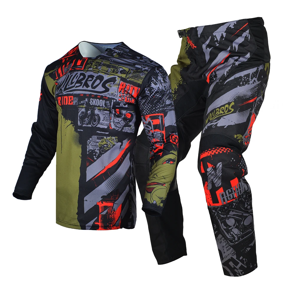 

Willbros Gear Set Motocross Jersey Pants MX Combo Outfit Mountain Bicycle Suit Bmx DH Dirt Bike Moto Offroad Kits For Men