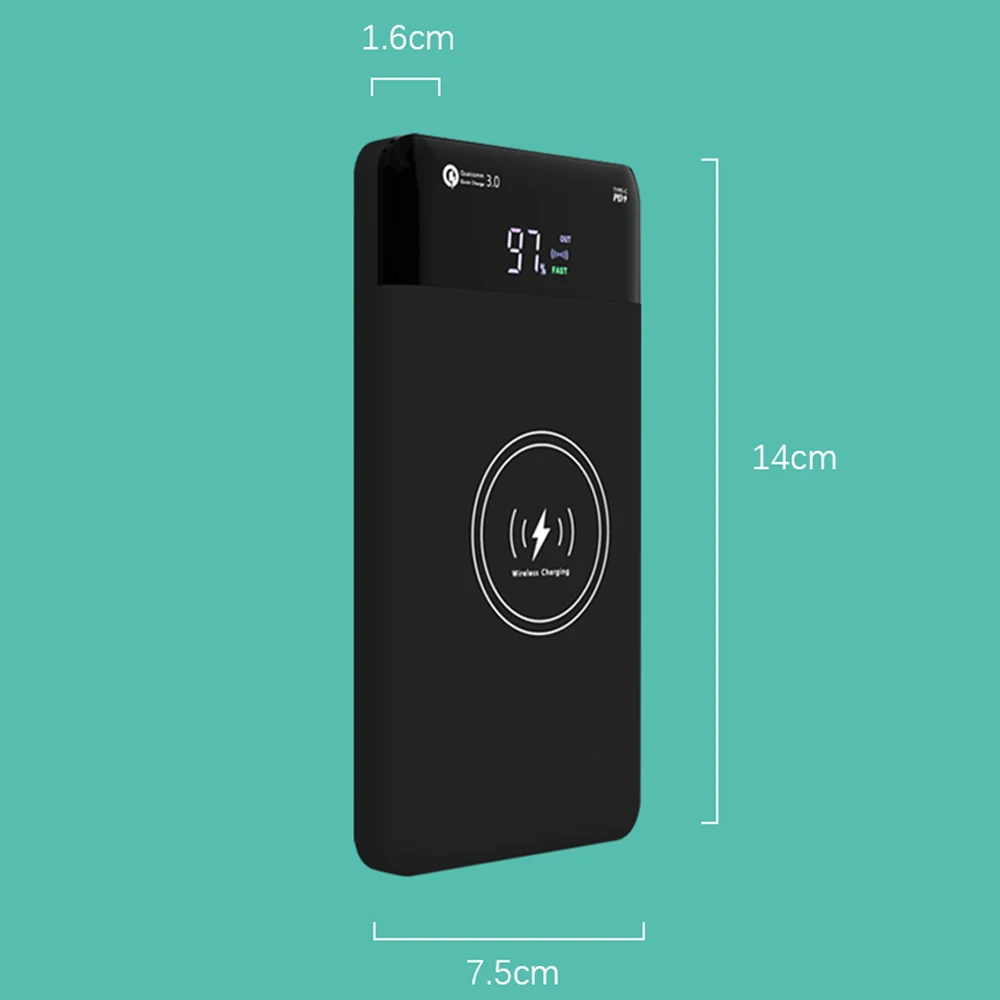 

CASEIER 18W PD Wirless Power Bank For Phone With LED Digital Display Portable External Battery Charger 10000mAh Bank Powerbank