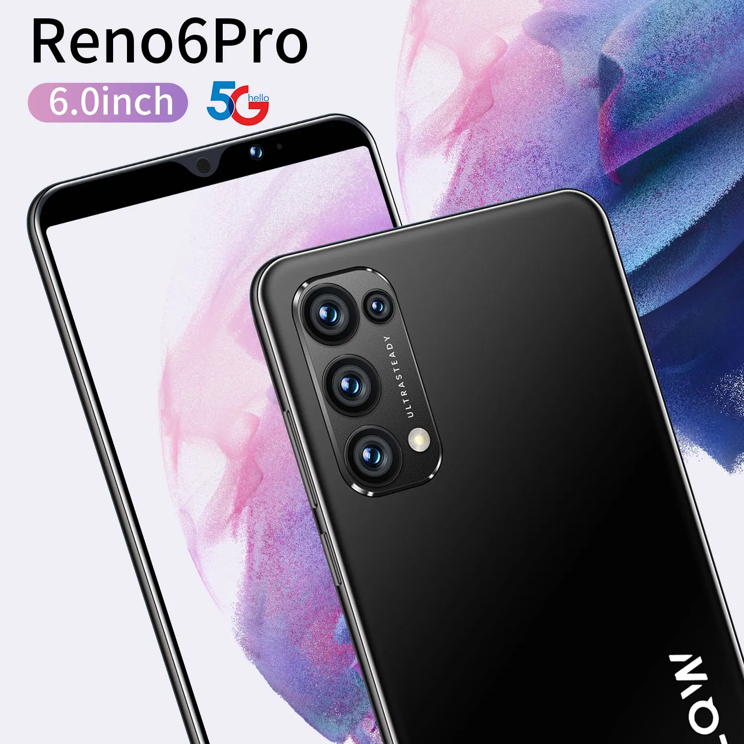 

Смартфон глобальная версия Reno6 Pro, 6,0 дюйма, 12 + 256 ГБ, 16 + 32 Мп, 6800 мАч, сканер отпечатка пальца, Face ID, MTK6889, 10 ядер, две SIM-карты