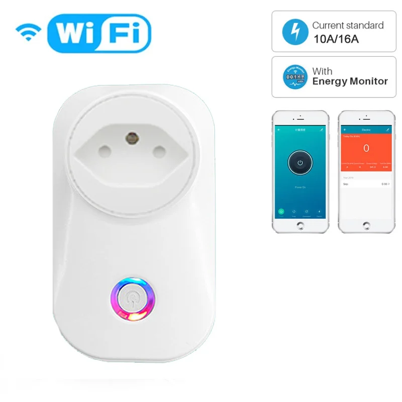 

Brasil Smart Plug WiFi Socket power energy meter 16A Power Monitor Timing Function Tuya SmartLife APP Control Works