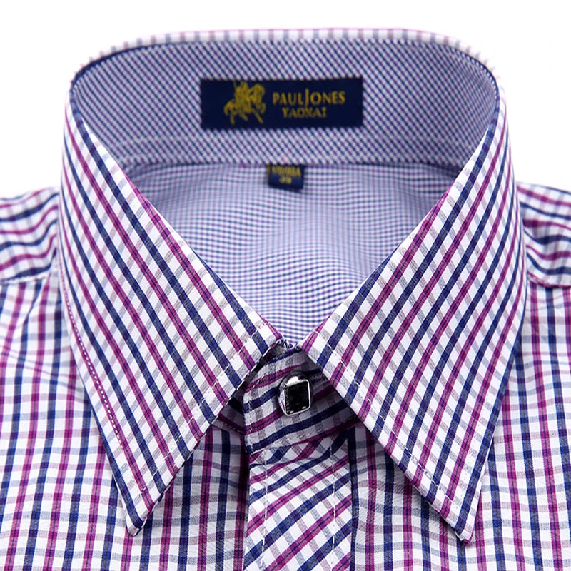 Рубашка мужская клетчатая с защитой от морщин повседневная брендовая блуза в