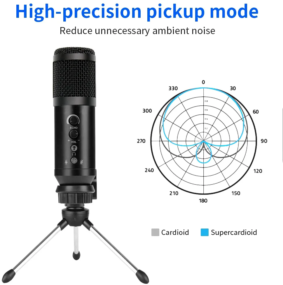 

Pkapka USB Microphone for Recording/Streaming/Gaming,professional microphone for PC,Mic Headphone Output&Volume Control