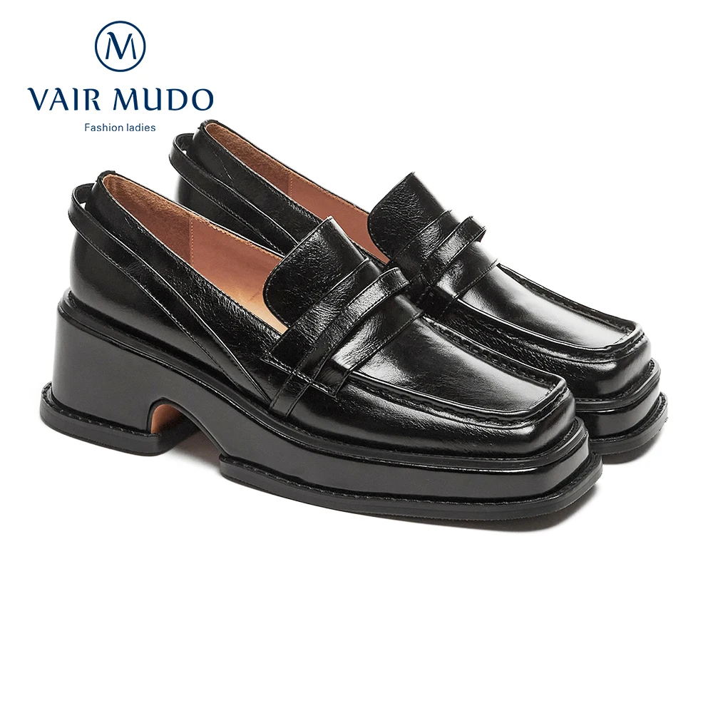 

Женские туфли-лодочки на толстой платформе VAIR MUDO, туфли из натуральной кожи, без застежки, элегантные туфли с квадратным носком, D120L
