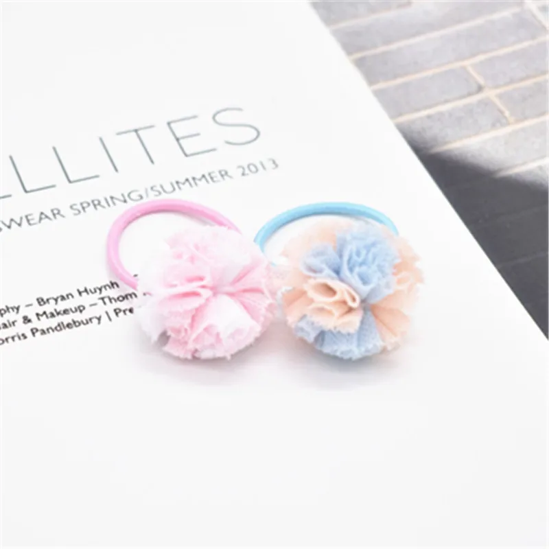 6 шт. милые красочные кружевные эластичные ленты с помпоном|Аксессуары для волос
