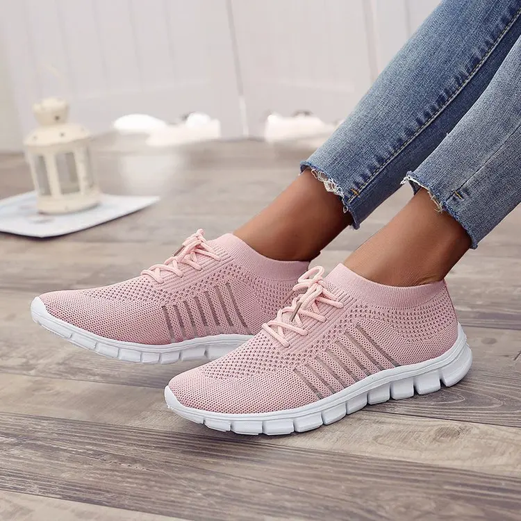 

Women Shoes Fashion Mesh Breathable Sneakers Socks Shoes Trainer Lace Up Solid Color Sneakers Women Casual Shoes Tenis Feminino