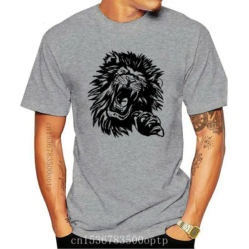

New Mens Lion Face T-Shirt Animal Graphic Tee Shirt