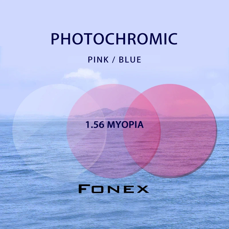 1.56 (-0.50-4.00) Photochromic Pink Purple Blue Prescription CR-39 Resin Aspheric Glasses Lenses Myopia Sunglasses Lens