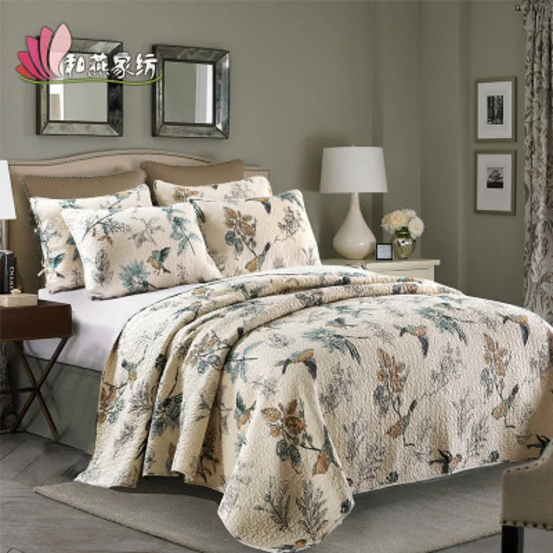 Европейский стиль хлопок Материал машинная стирка 1* покрывало 2* наволочки пододеяльник набор королева одеяло ed покрывала