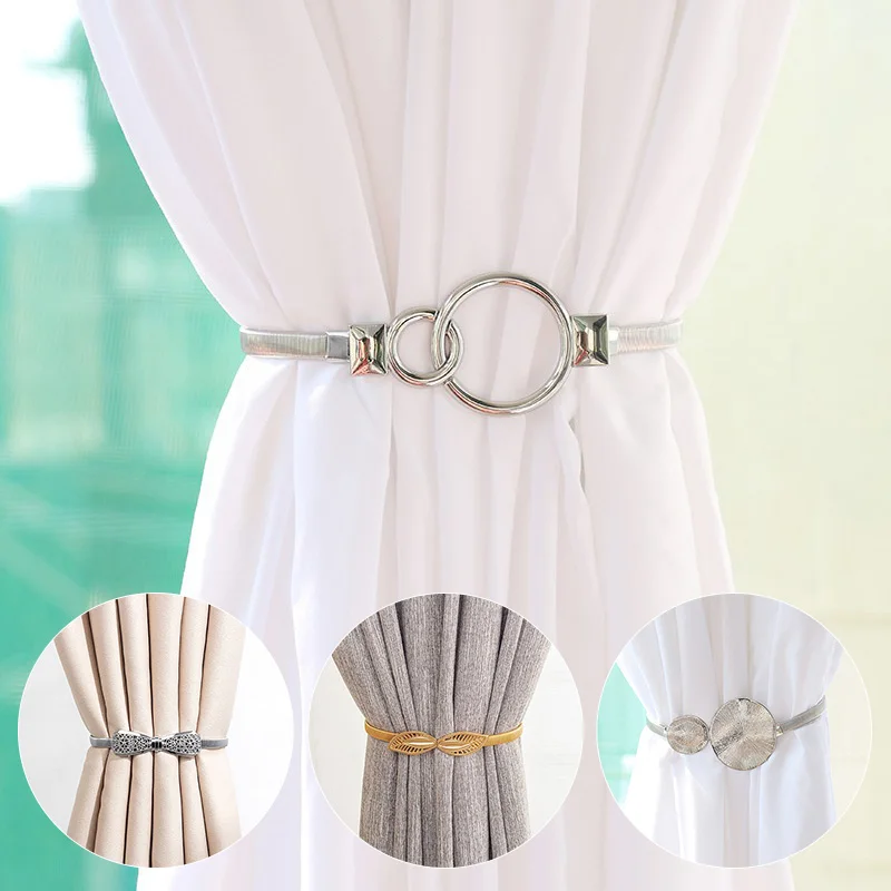 

Modern minimalist antlers metal curtain strap pearl spring soft tie rope elastic creative hook curtain buckle