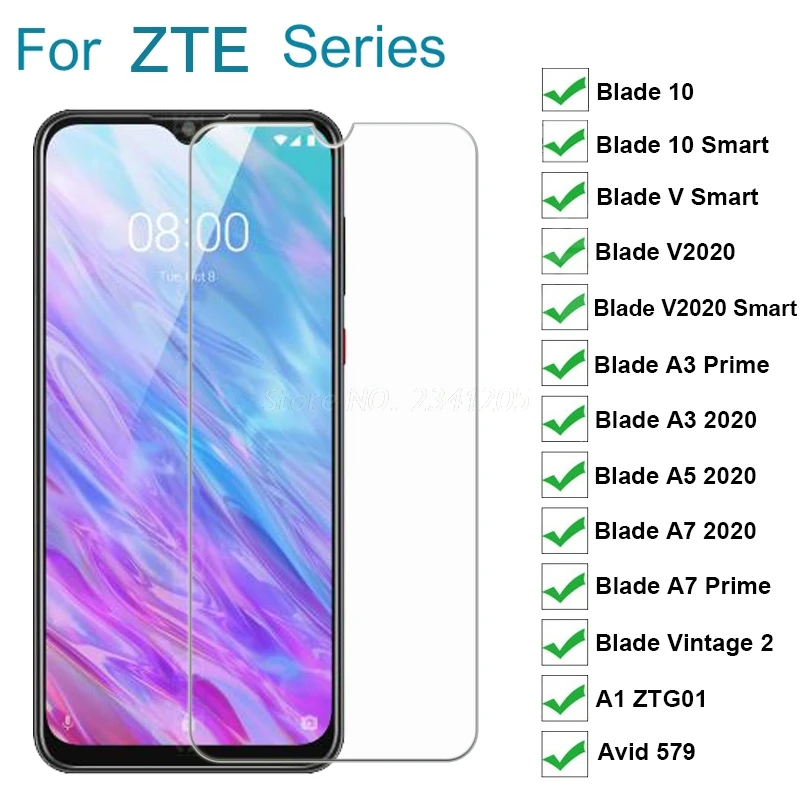 Закаленное стекло для ZTE Blade 10 Smart A5 A3 A7 Prime 2020 V2020 V Vintage 2 защитное на A1 ZTG01 Avid 579