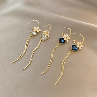 2021 new long metal tassels fashion women drop earrings contracted fine flowers temperament senior trend joker earrings