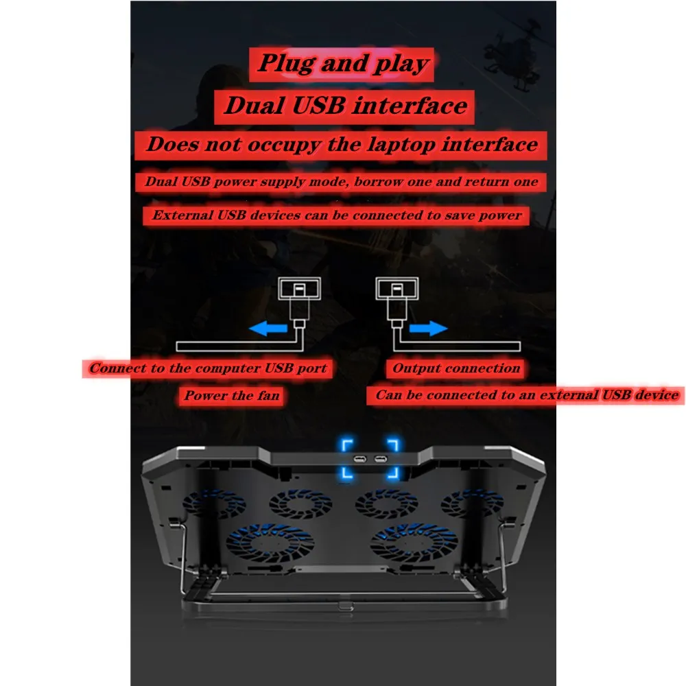 Новый ноутбук радиатор основания ЖК-кнопка управления RBG светильник шесть ядер