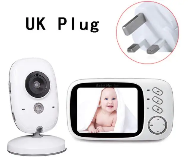 UK Plug Yiktree 3,2 дюймов беспроводной цветной видеоняня 2 способа разговора детская няня камера безопасности ночное видение контроль температуры - Цвет: UK Plug
