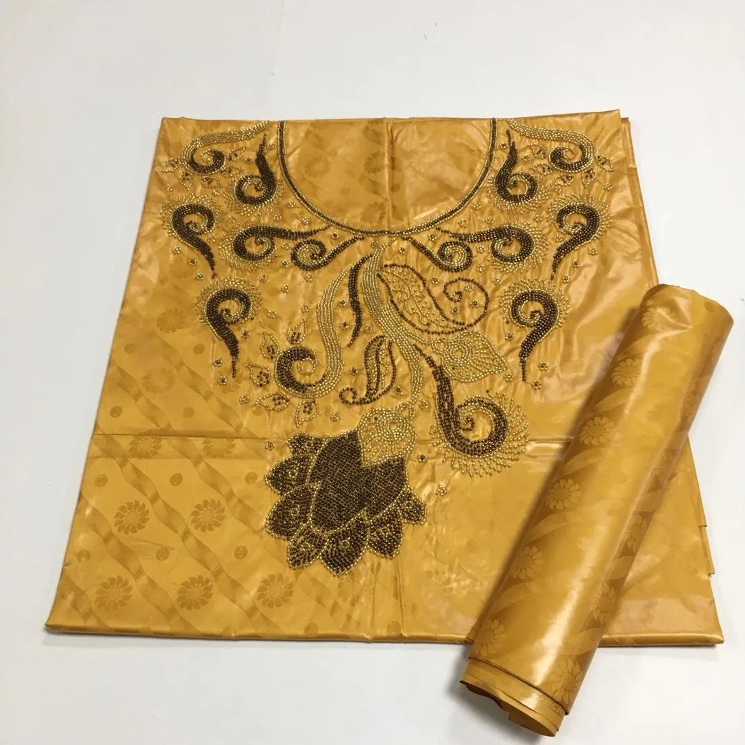 2021 год африканская парча Базина белые камни бусины Гвинея раковина одежда