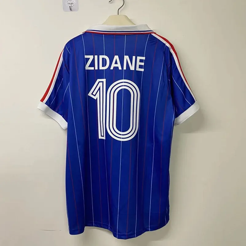 

1982 classic retro Zidane 10 blue collar shirt T-shirt