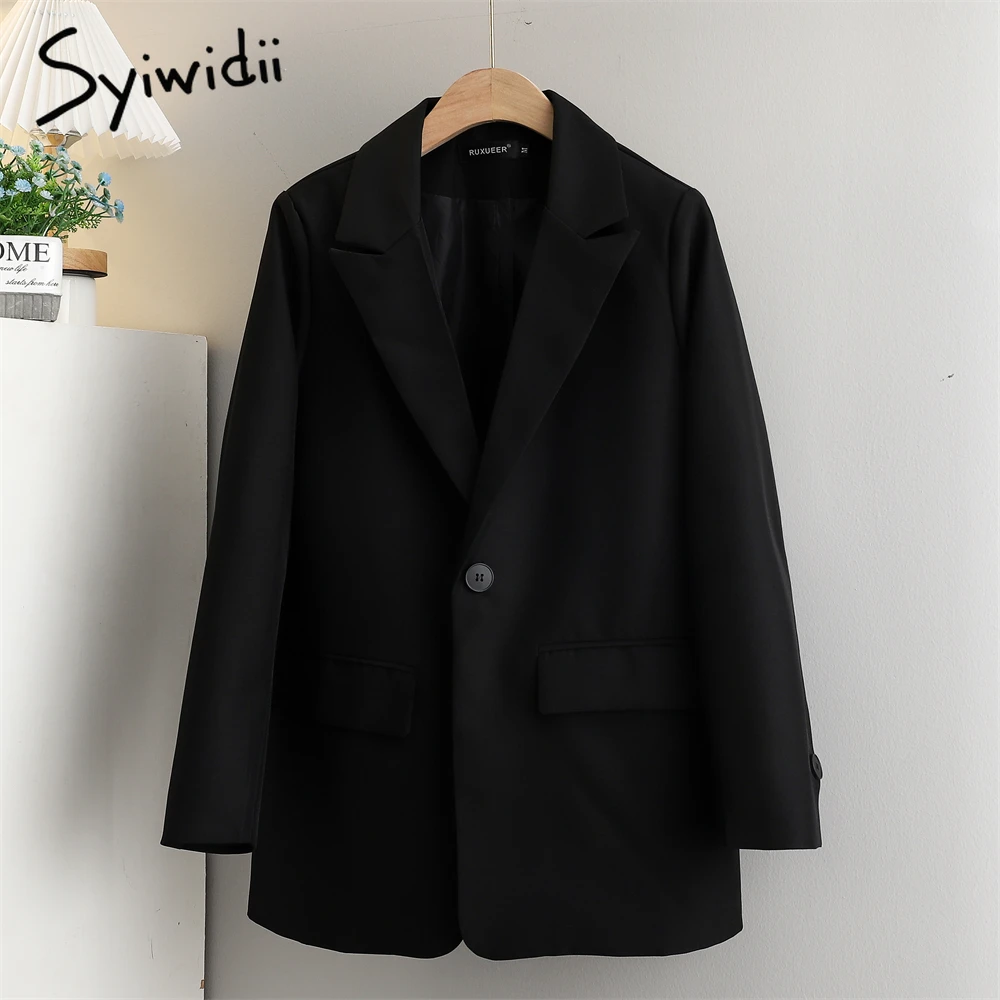 Женский офисный Блейзер Syiwidii повседневная винтажная верхняя одежда на одной