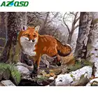 AZQSD краска по номеру лиса Ручная Краска Набор Холст Раскраска по номерам наборы Рисование холст Сделай Сам без рамки украшение