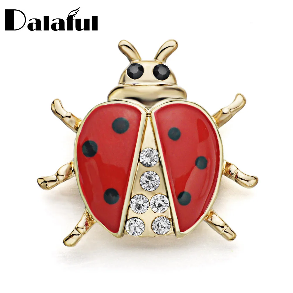 Милая эмалированная брошь в форме божьей коровки булавка с кристаллом милые