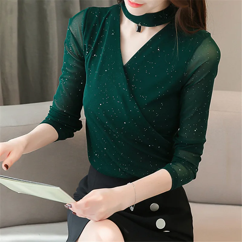 2018 Сексуальная рубашка с длинным рукавом корейская модная одежда осенние