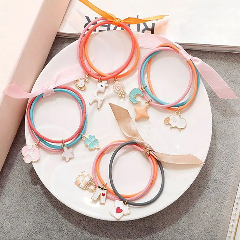 Корейские милые животные лук резинка для волос многослойная овца олень кошка