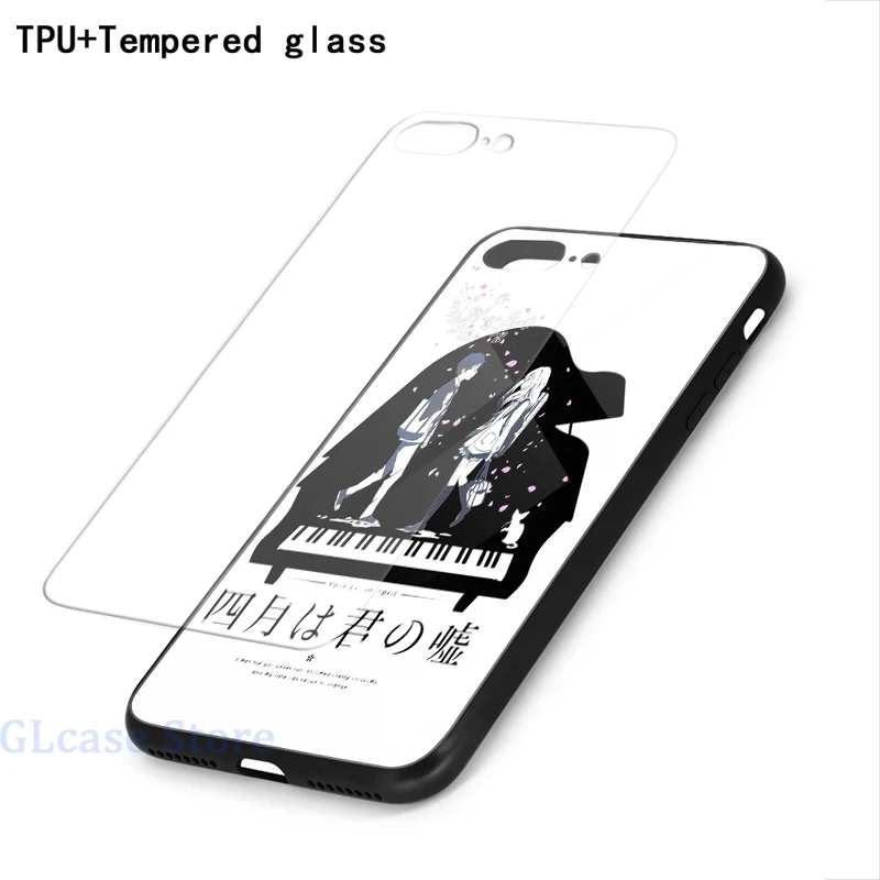 Чехол Shigatsu wa Kimi для iPhone 12 Pro 11 X XR XS Max 8 7 6 6s Plus 5s мягкая стеклянная задняя крышка из