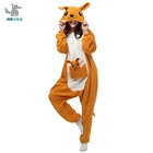 HKSNGПижама для взрослых с изображением животных, кенгуру, кигуруми, Фланелевая пижама с героями мультфильмов, семейные вечерние костюмы для Хэллоуина, одежда для сна на молнии