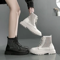 motorcycle womens boots winter moccasins black botas wedge womens lace up platform womens botas mujer 2021 womans shoes