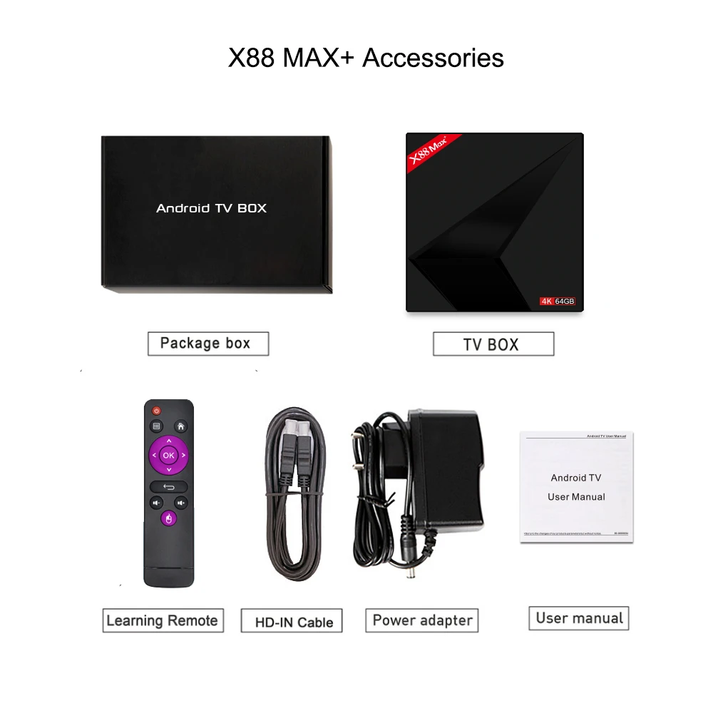 4 ГБ 64 Android 9 0 ТВ приставка X88 Max Plus Смарт Rockchip четырехъядерный бит 2 4G/5 ГГц двойной