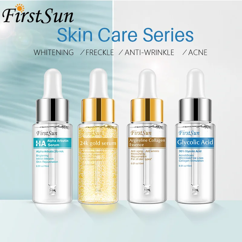 

Firstsun Alpha Arbutin 2%+HA Face Serum Whitening 24k Gold Six Peptide Collagen Anti Wrinkle Nourish Brighten Essence Skin Care