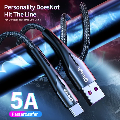 Elough USB C кабель PD 5A, кабель для быстрой зарядки типа C для Samsung S20, 21, Xiaomi Mi 8, 10, Универсальный шнур для быстрой зарядки и передачи данных