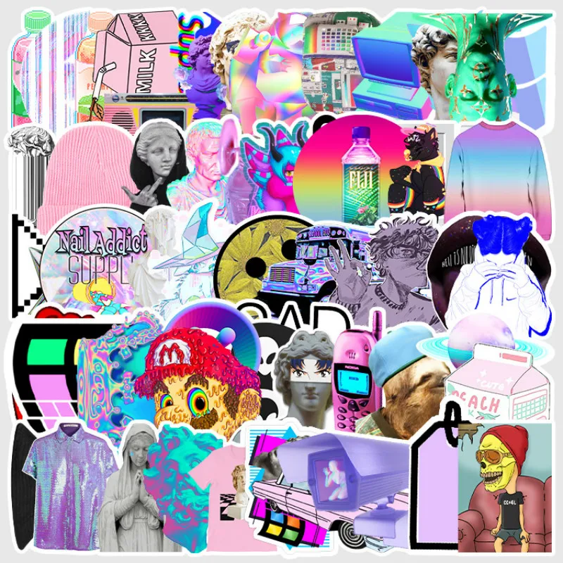 

58pcs Do Not Repeat Steam Wave Graffiti Stickers Suitcase Skateboard Guitar Bicycle Phone Laptop Waterproof Decorative Stickers