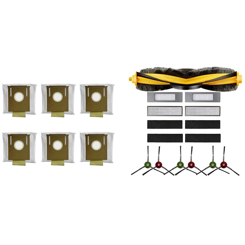 

2 комплекта деталей для пылесоса: 1 набор пылесборников для робота-пылесоса и 1 набор фильтров с роликовой боковой щеткой