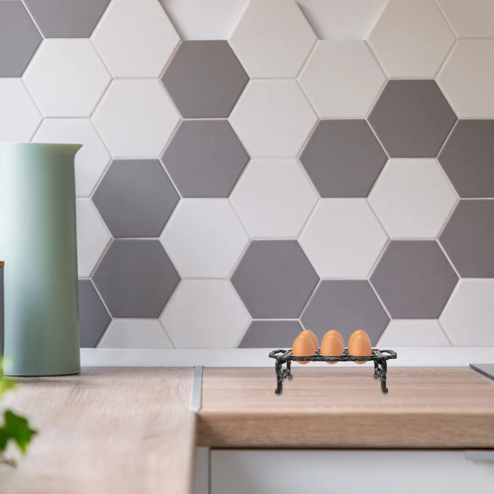 

1PC Creative Kitchen Cast Iron Egg Holder Household Egg Storage Rack Tray(Black)