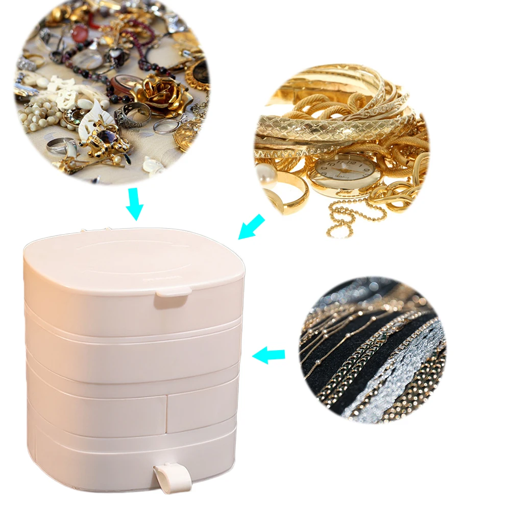 

2021 Jewelry Ring Accessory Storage Tray Organizer Rotatable Box Ring Holder Cosmetics Beauty Container for Girls