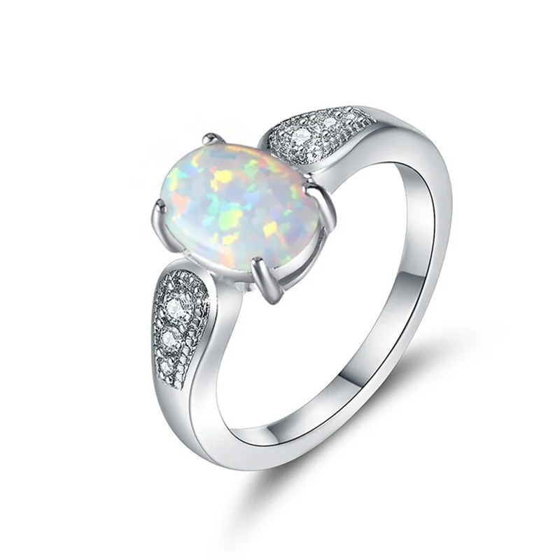 

Fashion Rhinestones Ring Exquisite White Imitation Opal Ring For Women Accessories Jewelry Party Girl Gift