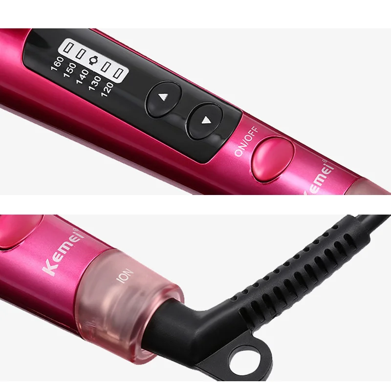 

Kemei Hair Curler Straightener 2 In 1 Steam Curling IronsElectric Fashion Twistline Corrugation Stretch Digital Dry&wet Crimper