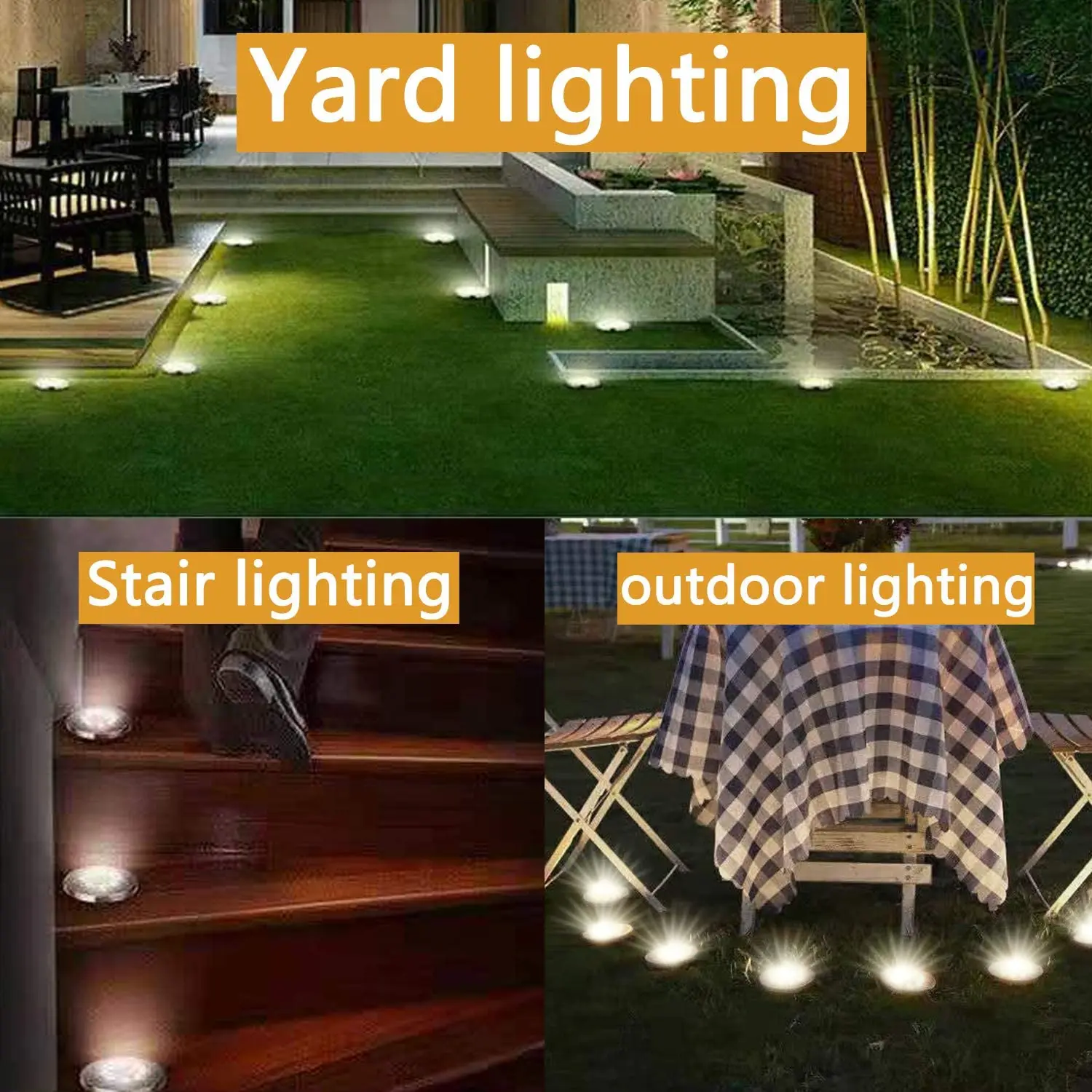 

Solar Underground Lights Buried Lawn Lamps Waterproof IP65 12 LED Stainless Steel Outdoor Garden Path Ground Light Decoration