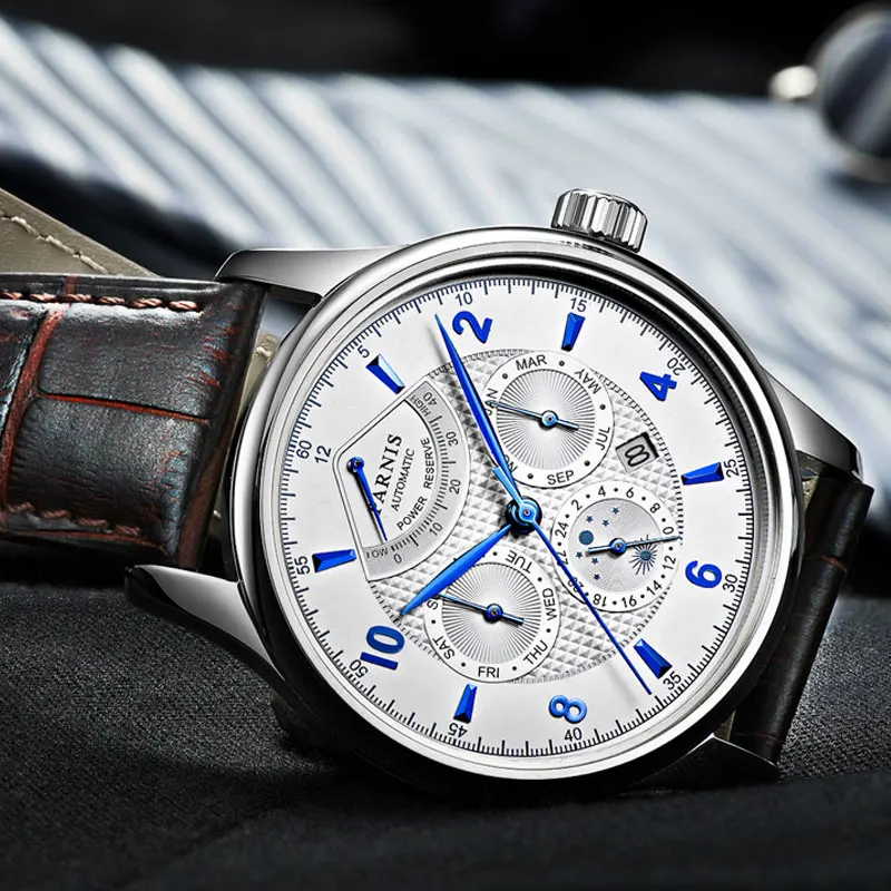 Парнис 43 мм Для мужчин роскошный лучший бренд класса люкс автоматические часы