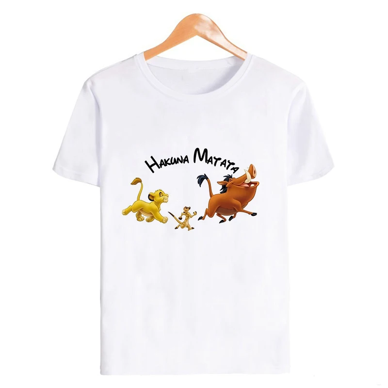 19bk018-white Showtly Hakuna Matata Women Harajuku Ullzang the lion king T-shirt Femme Homme Summer Tshirt Fashion Top Tee Female T Shirt - Цвет: 19bk018-white