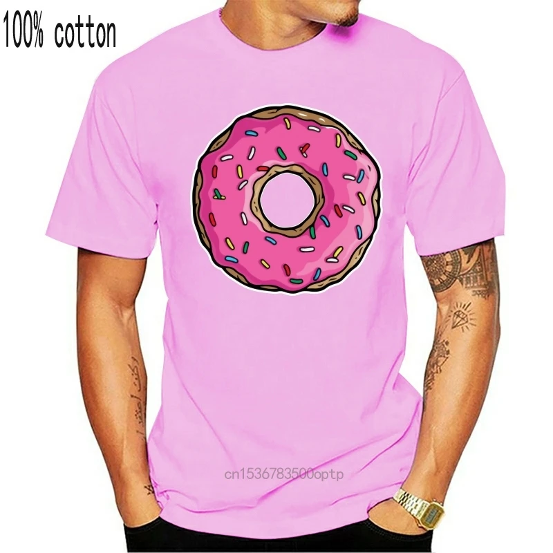 Simple Casual Men T Shirt Donut Design TShirt Pure Cotton Birthday Gift T-shirt Short Sleeve Funny Tees Round Neck