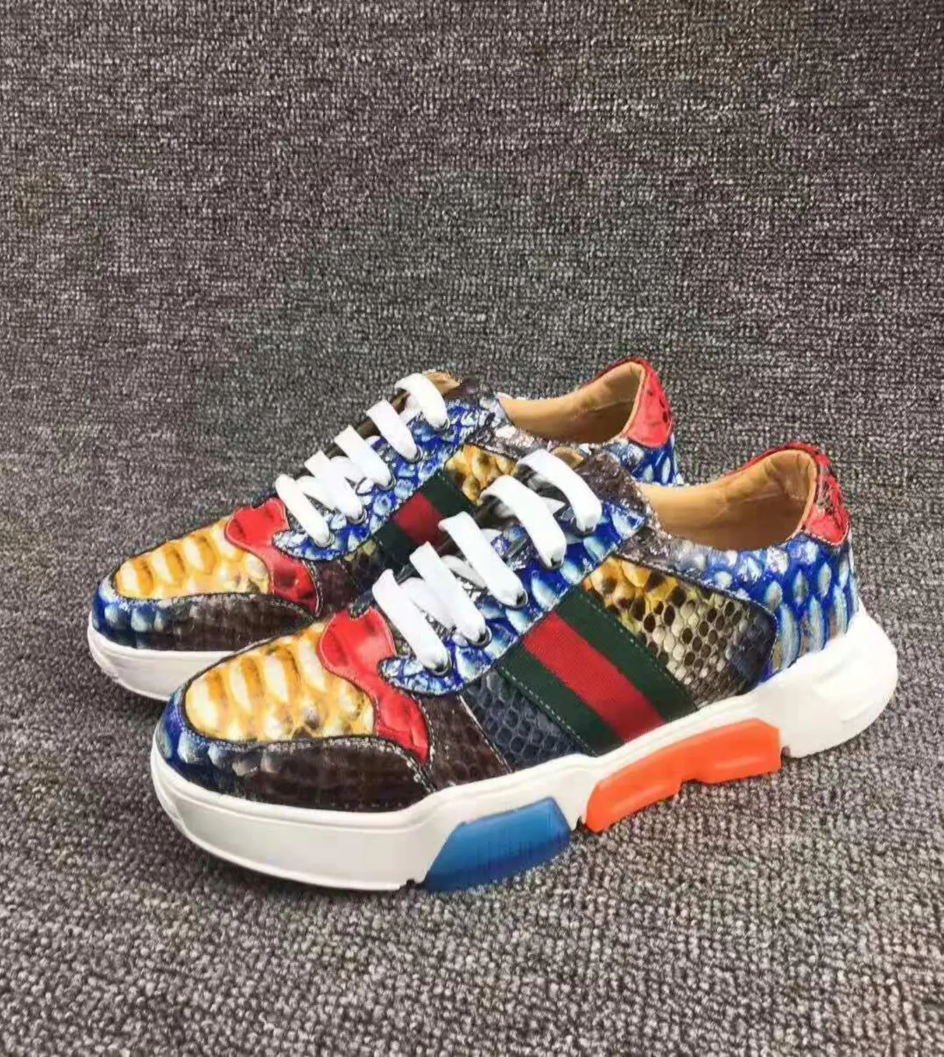 100% натуральная змеиная кожа Мужская модная обувь с подкладкой из коровьей кожи