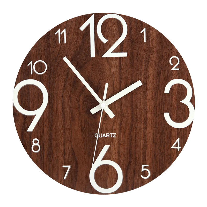 Бесшумная работа часов ночной Светильник настенные часы из дерева Простой