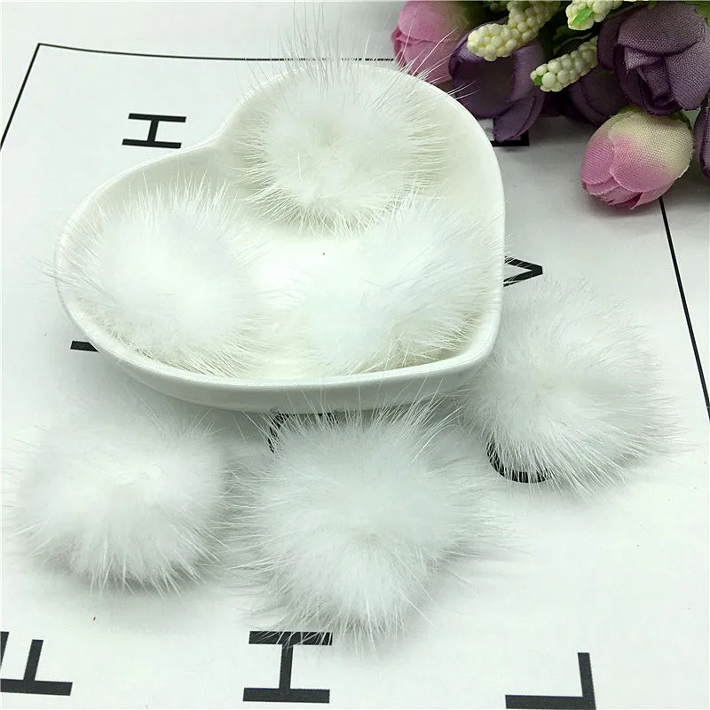 5Pc 4cm Mink Pompoms Fur Balls for Sewing on Knitted Beanies Keychain and Scarves Shoes Hats Earring Pom DIY Accessories | Дом и сад