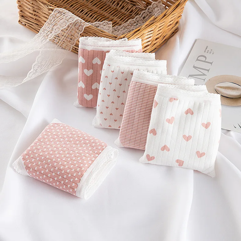 Трусики женские из 2021 хлопка с принтом в виде сердечек дышащие клубники WDC5973 95% |